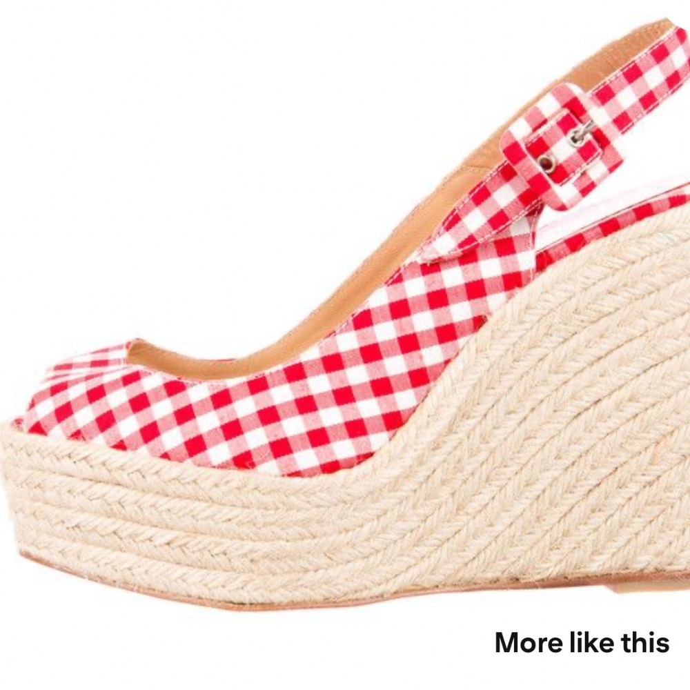 Christian Louboution Menorca 130 Gingham espadrille peep toe wedges size 40
